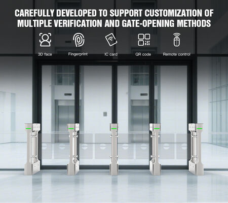 HCW Waterproof IP42 Swing Barrier Turnstile with 10mm Plexiglass and 30-40 People/Minute Throughput for Secure Access Control
